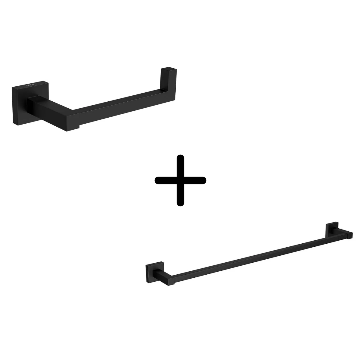 Kit Papeleira e Porta Toalha Quadratta Black Matte da Deca - 2