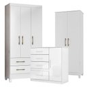 Ver imagem 1 de Guarda Roupa Infantil Lima com Cômoda Vênus e Armário Multiuso Jade Branco Brilho – Moval
