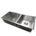 Ver imagem 2 de Cuba Dupla Inox 304 Quadrada Gourmet Plana Cozinha 880x400 Assimétrica com Válvula EuroCubas SQ902