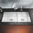 Ver imagem 5 de Cuba Dupla Inox 304 Quadrada Gourmet Plana Cozinha 880x400 Assimétrica com Válvula EuroCubas SQ902