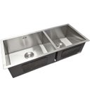 Ver imagem 4 de Cuba Dupla Inox 304 Quadrada Gourmet Plana Cozinha 880x400 Assimétrica com Válvula EuroCubas SQ902