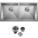 Ver imagem 1 de Cuba Dupla Inox 304 Quadrada Gourmet Plana Cozinha 880x400 com Válvula EuroCubas SQ900
