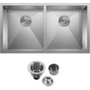 Ver imagem 1 de Cuba Dupla Inox 304 Quadrada Gourmet Plana Cozinha 780x400 com Válvula EuroCubas SQ800