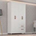 Ver imagem 6 de Guarda-roupa Solteiro Grande 4 Portas 2 Gavetas e 4 Prateleiras Lisa Mdp Branco