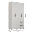 Ver imagem 3 de Guarda-roupa Solteiro Grande 4 Portas 2 Gavetas e 4 Prateleiras Lisa Mdp Branco