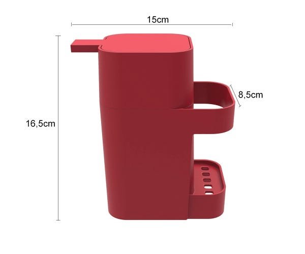 Dispenser de Pia com Multi Posições Portátil 600 ml Soprano:Vermelho - 4