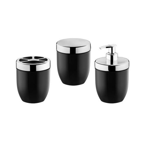 Conjunto 3 Acessórios de Banheiro Preto Forma Inox
