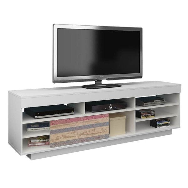 Boston Rack Rack Boston com Nichos e Portas de Correr Branco/Antique | MadeiraMadeira