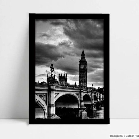 Quadro Decorativo Monumento Londres - Preto - 30x40cm
