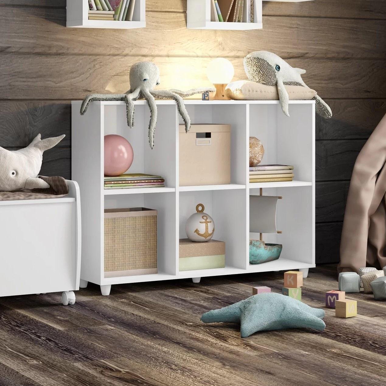 Armário Organizador 6 Nichos para Brinquedos e Pelúcias Infantil 98cm ...