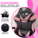 Ver imagem 5 de Cadeira Gamer Escritório Ergonômica Viva Game Duo Relax Rosa com Preto Couro Sintético