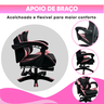 Cadeira Gamer Escritório Ergonômica Viva Game Duo Relax Rosa com Preto Couro Sintético - 9