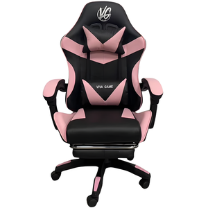 Cadeira Gamer Escritório Ergonômica Viva Game Duo Relax Rosa com Preto Couro Sintético