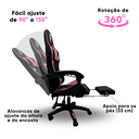 Ver imagem 7 de Cadeira Gamer Escritório Ergonômica Viva Game Duo Relax Rosa com Preto Couro Sintético