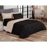 Edredom Queen Preto com Bege + Jogo de Lençol 06 peças Aconchego Dupla Face Casa Dona - 1
