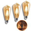 Ver imagem 1 de Kit 3 Lâmpada Filamento Led Retrô Decoração Vintage 4w Quente St64 Soquete Bocal E27