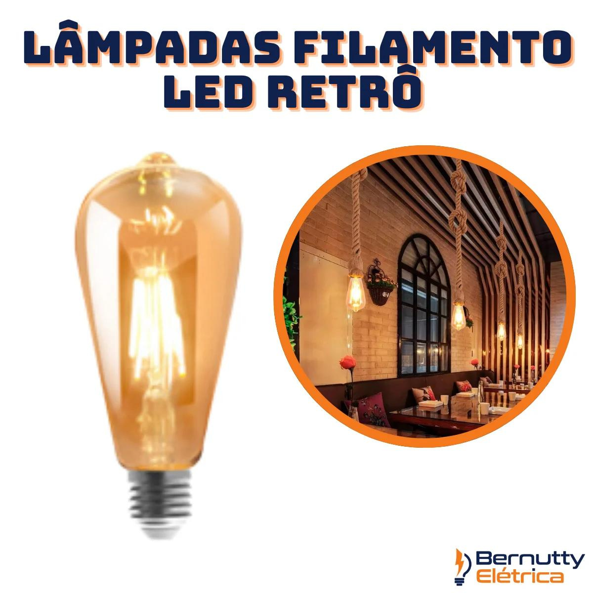 Kit 3 Lâmpada Filamento Led Retrô Decoração Vintage 4w Quente St64 Soquete Bocal E27 - 3