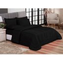 Ver imagem 1 de Edredom Queen Preto + Jogo de Lençol 06 peças Aconchego Dupla Face Casa Dona