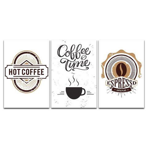 Kit Placas Quadros Decorativos 3 Peças 20x30 Hora do Café