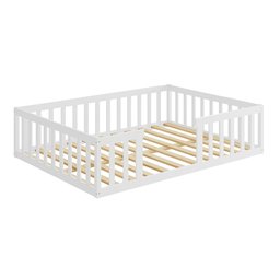 Cama Montessoriana Casal Nemargi Madeira Maciça com Grade Branco - 2