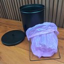 Ver imagem 4 de Suporte Papel Higiênico e Lixeira Level Base Madeira Peroba Rosa Banheiro Design Luxo Preto Larbelle