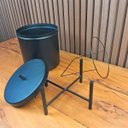 Ver imagem 3 de Suporte Papel Higiênico e Lixeira Level Base Madeira Peroba Rosa Banheiro Design Luxo Preto Larbelle