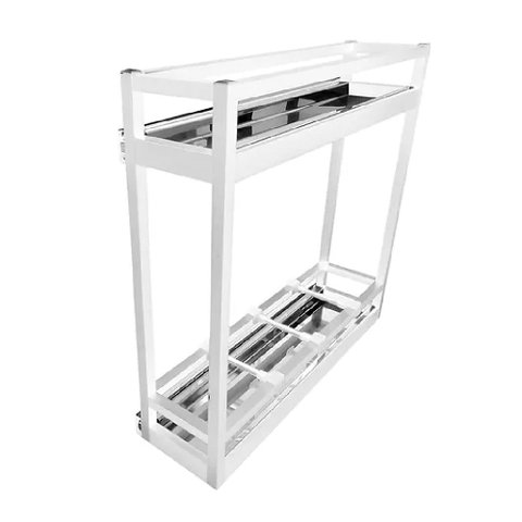 Porta Latas Duplo 9302 Fixação Lateral 130x450x450mm Alumínio Branco Jomer 01 Unidade