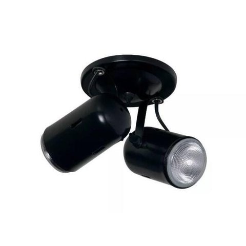 Spot Sobrepor Alumínio 2 Lâmpadas 50W Gu10 Biancoluce Preto