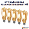 Kit 5 Lâmpada Filamento Led Retrô Decoração Vintage 4w Quente St64 Soquete Bocal E27 - 2