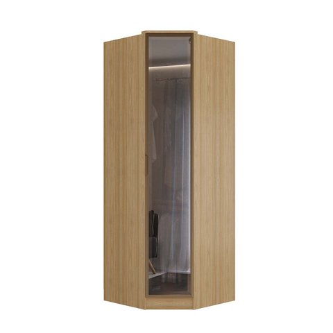 Guarda Roupa Ravi Canto 1 Porta Reflecta com LED Olmo