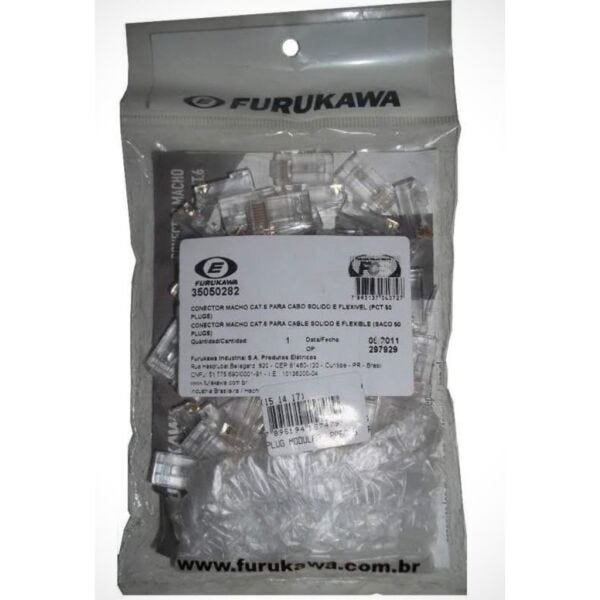 50 Conector Rj45 Macho Cat6 Furukawa Gigalan Keystone Novo - 2