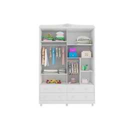 Guarda-Roupa Roupeiro Elô Branco 4 Portas - Móveis Peroba - 2