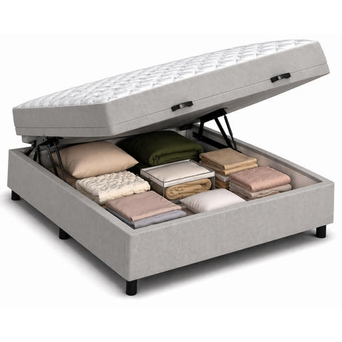 Kit Cama Box Baú Casal 138x188 cm + Colchão D33 Casal 17 cm Cinza Suede