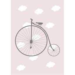 Kit Três Quadros Balão, Nuvens, Bicicleta e Nome Rosa - 2