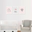 Ver imagem 6 de Kit Três Quadros Balão, Nuvens, Bicicleta e Nome Rosa