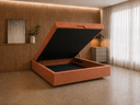 Ver imagem 3 de Cama Box Baú Casal Flutuante com LED, Encaixe para Colchão e Puxador Embutido:Terracota