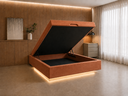 Ver imagem 1 de Cama Box Baú Casal Flutuante com LED, Encaixe para Colchão e Puxador Embutido:Terracota