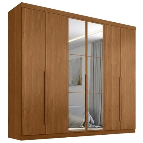 Guarda Roupa Casal 6 Portas com Espelho Monumento 272 cm Cinamomo Zanz