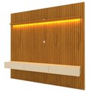 Ver imagem 2 de Rack com Painel Ripado para TV até 90 Polegadas em MDF com LED 250x229cm Marrom Naturale/Off White