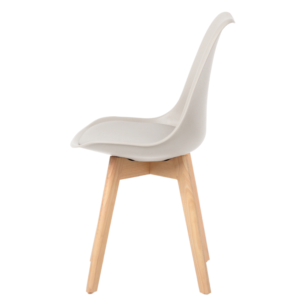 Kit 6 Cadeiras Jantar Eames Wood Leda Design Estofada Nude - 3