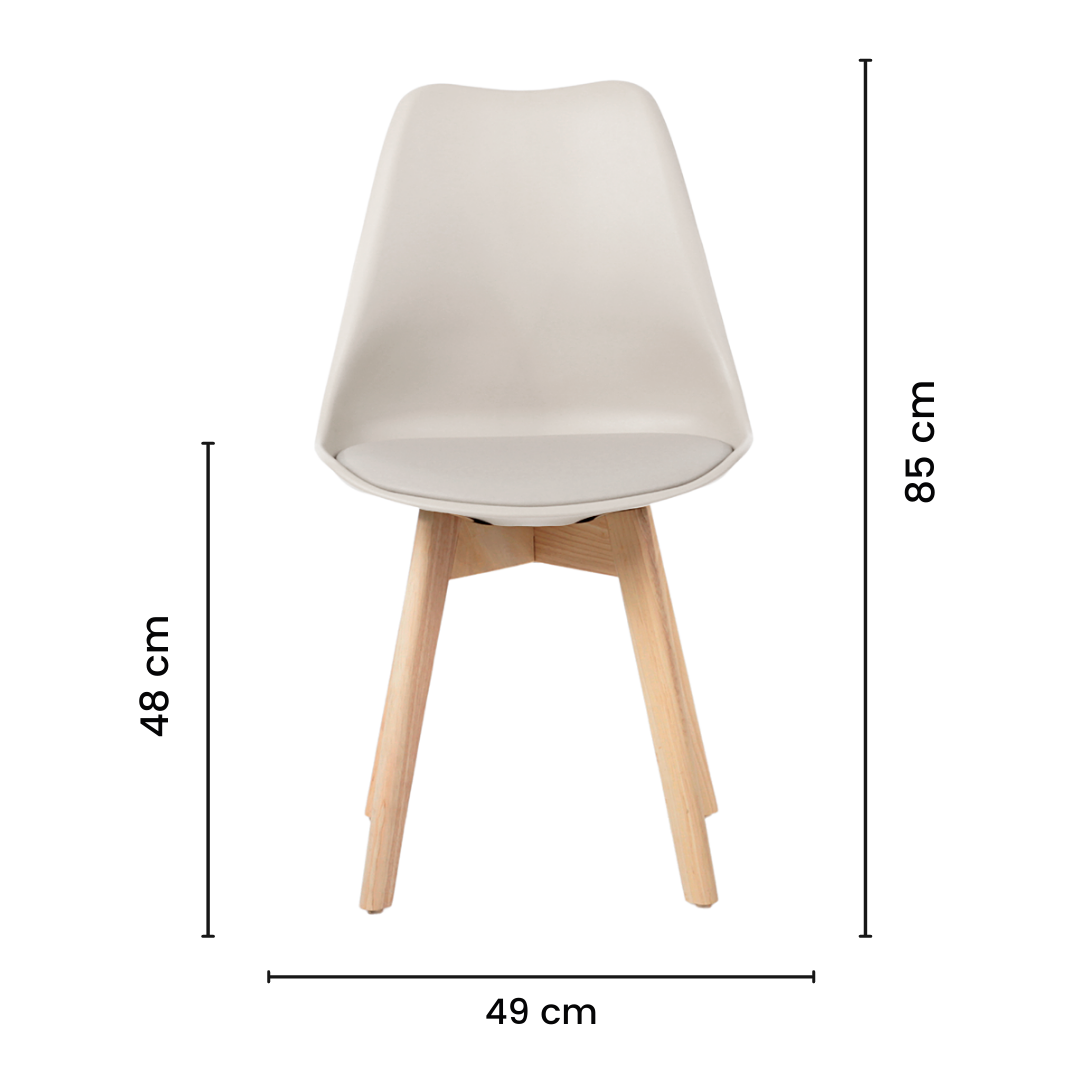 Kit 6 Cadeiras Jantar Eames Wood Leda Design Estofada Nude - 8