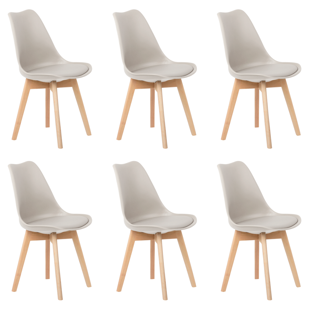 Kit 6 Cadeiras Jantar Eames Wood Leda Design Estofada - 1