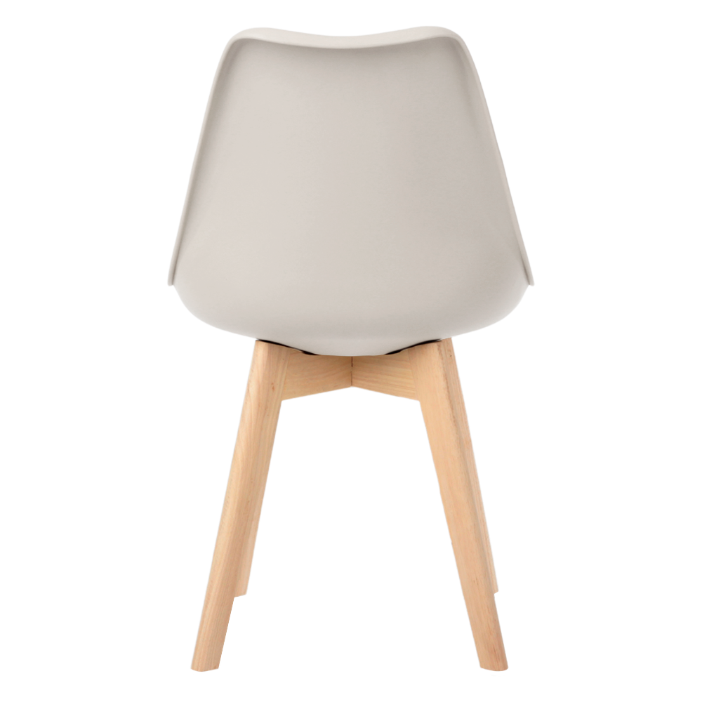 Kit 6 Cadeiras Jantar Eames Wood Leda Design Estofada Nude - 4