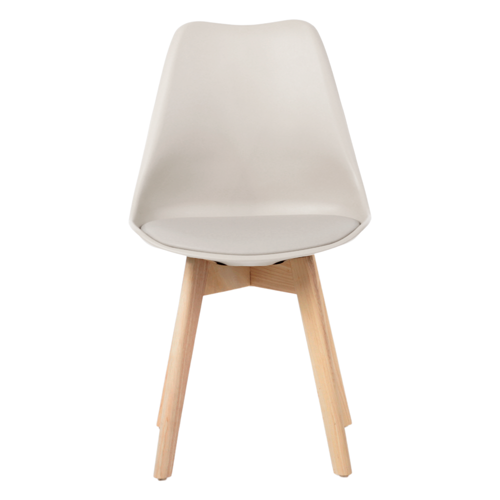 Kit 6 Cadeiras Jantar Eames Wood Leda Design Estofada Nude - 2