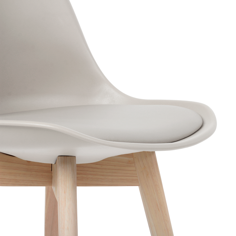 Kit 6 Cadeiras Jantar Eames Wood Leda Design Estofada Nude - 6