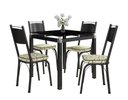 Ver imagem 1 de Conjunto Mesa de Jantar Tubular Malva Tampo de Vidro Quadrado 75cm com 4 Cadeiras 151 Sf Preto/cedro