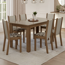 Ver imagem 1 de Conjunto Sala de Jantar Elóra Mesa Tampo de Vidro 6 Cadeiras Rustic/Crema/Bege Marrom Madesa