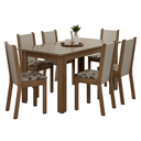Ver imagem 3 de Conjunto Sala de Jantar Elóra Mesa Tampo de Vidro 6 Cadeiras Rustic/Crema/Bege Marrom Madesa