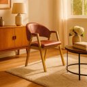 Ver imagem 1 de Poltrona Cadeira Estofada Sala Recepção Escritório Kiora:Ocre/Liso