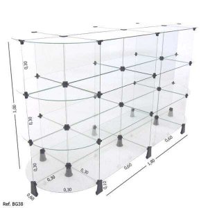 Gôndola Modulado em Vidro - 1,80 x 1,00 x 0,60